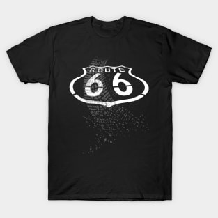 Route 66-Tire Tracks-Retro-Bike-Car T-Shirt